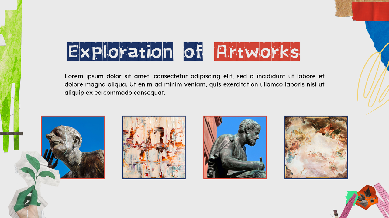 Blue and Red Collage Art Exhibition Presentation