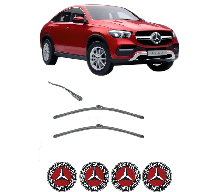 Set stergatoare auto MERCEDES-BENZ GLE Coupe (C167) din 2019-2023, pentru parbriz auto, 2 bucati, Valeo Silencio Xtrm, din cauciuc siliconat rezistent, 4 Stickere Auto MERCEDES-BENZ