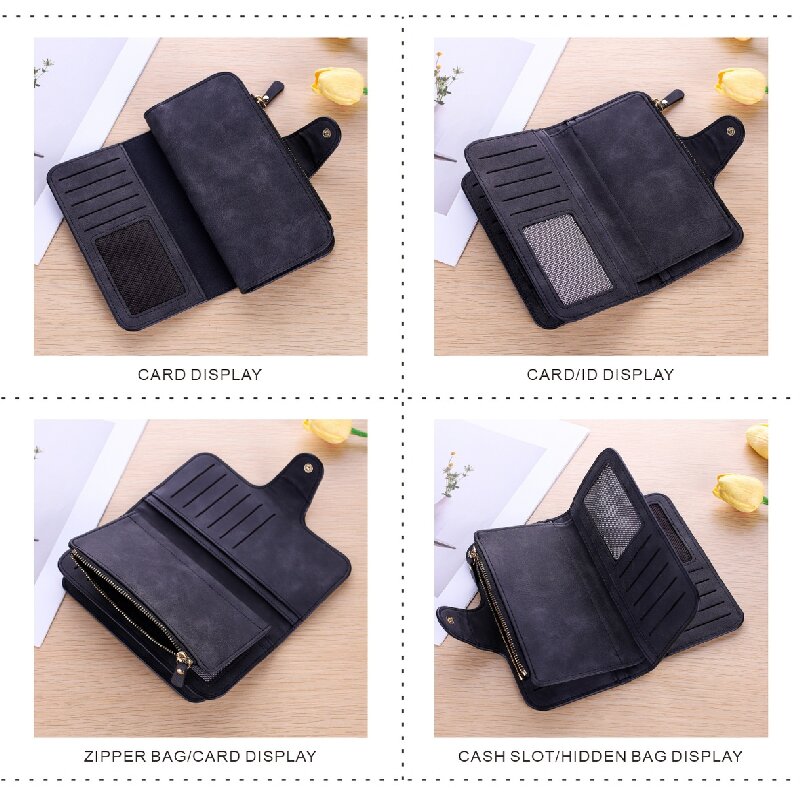 Green Large Capacity Long Wallet Frosted PU Leather Clutch Bag with 14 Card Slots and Zipper Compartment fits Smartphone for Everyday Use the destination market
