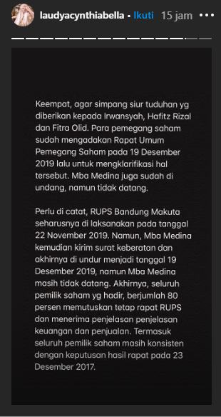 Klarifikasi Laudya Cynthia Bella