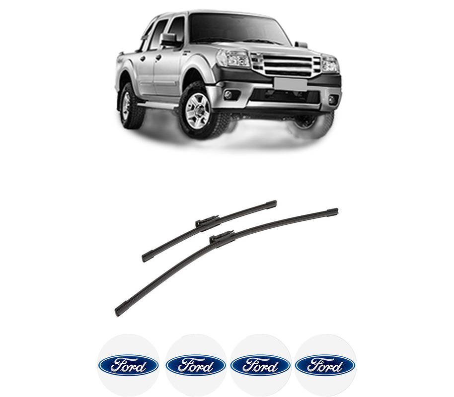 Set stergatoare auto FORD RANGER (TKE) din 2011-2019, pentru parbriz auto, 2 bucati, Bosch Aerotwin, din cauciuc siliconat rezistent, 4 Stickere Auto FORD