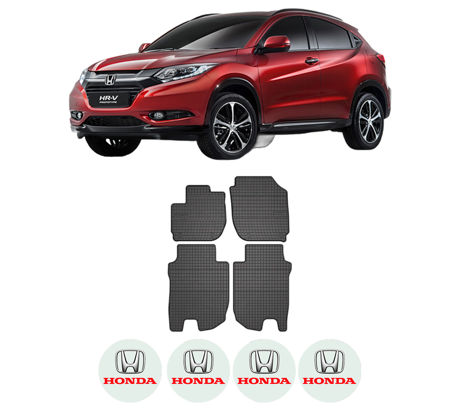 Set covorase presuri HONDA HR-V (RU) din 2014-2019, auto, din cauciuc thermoplastic, 4 Stickere auto cu HONDA