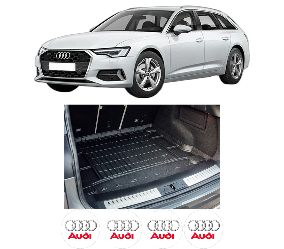 Tavita Portbagaj AUDI A6 C8 (4A2) din 2018-2021, Protectie Portbagaj Auto, 4x Stickere auto cu AUDI