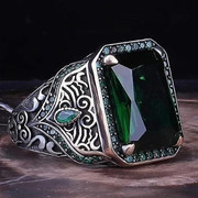 Men's Vintage Zircon Wedding Band 8mm Zinc Alloy Geometric Ring