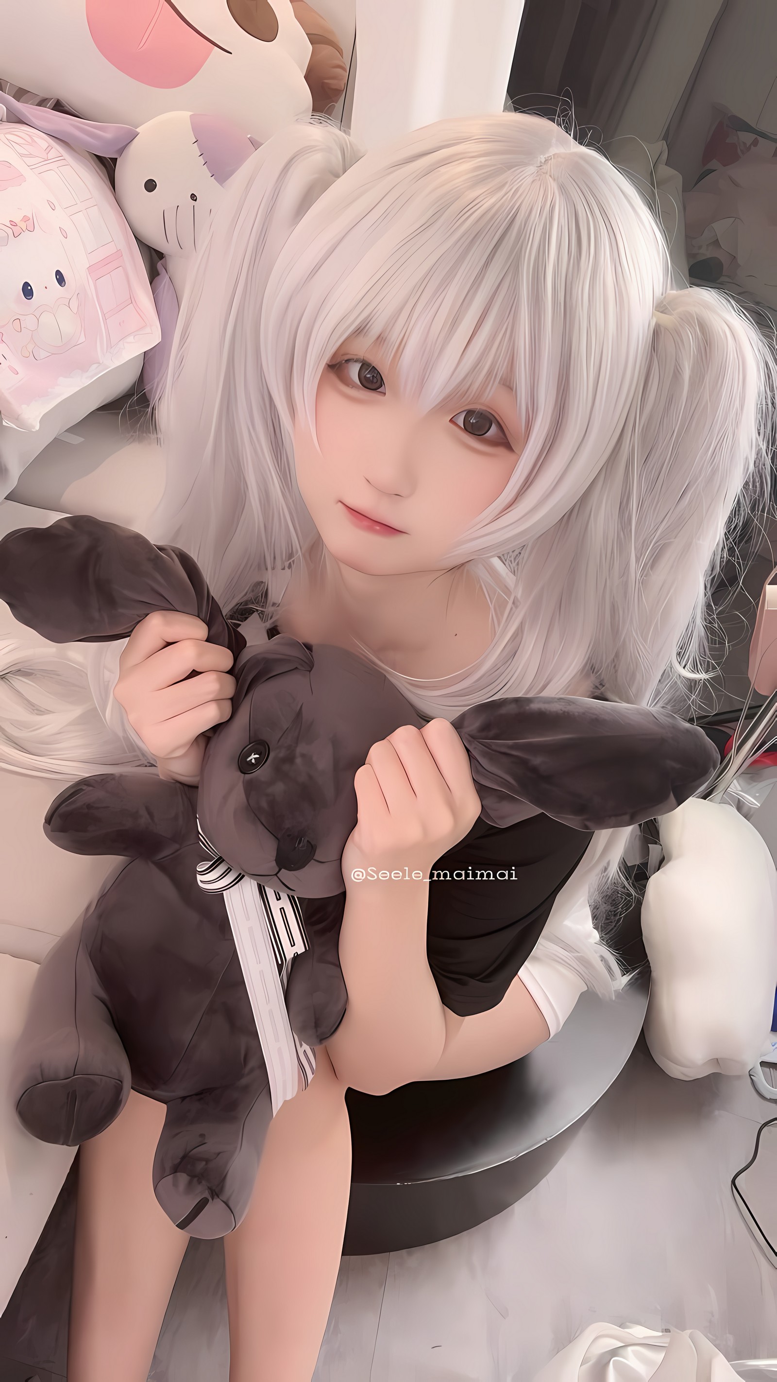 Seele麦麦白色双马尾少女写真｜甜系可爱风高清图集（16P-77M）插图7