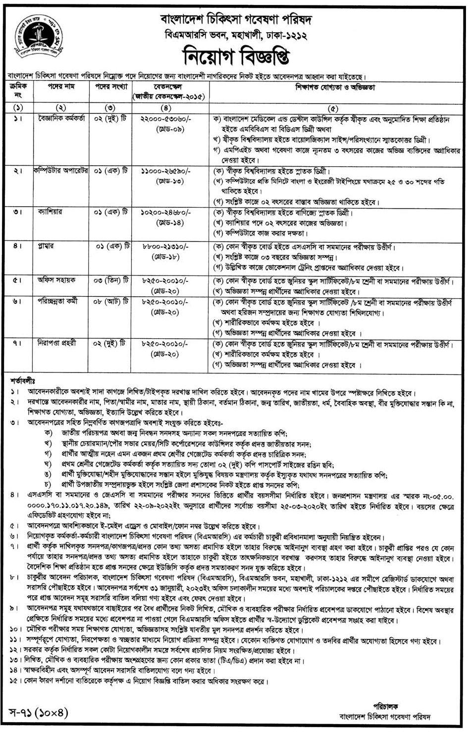 BMRC Job Circular