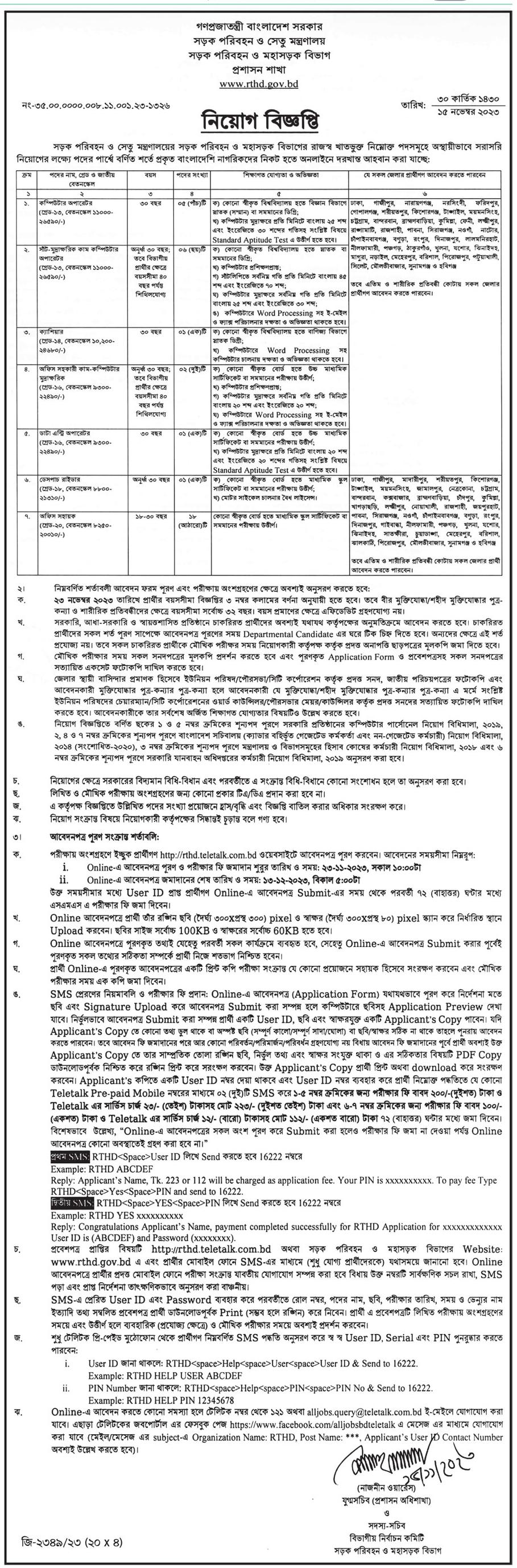 RTHD Job Circular 2024