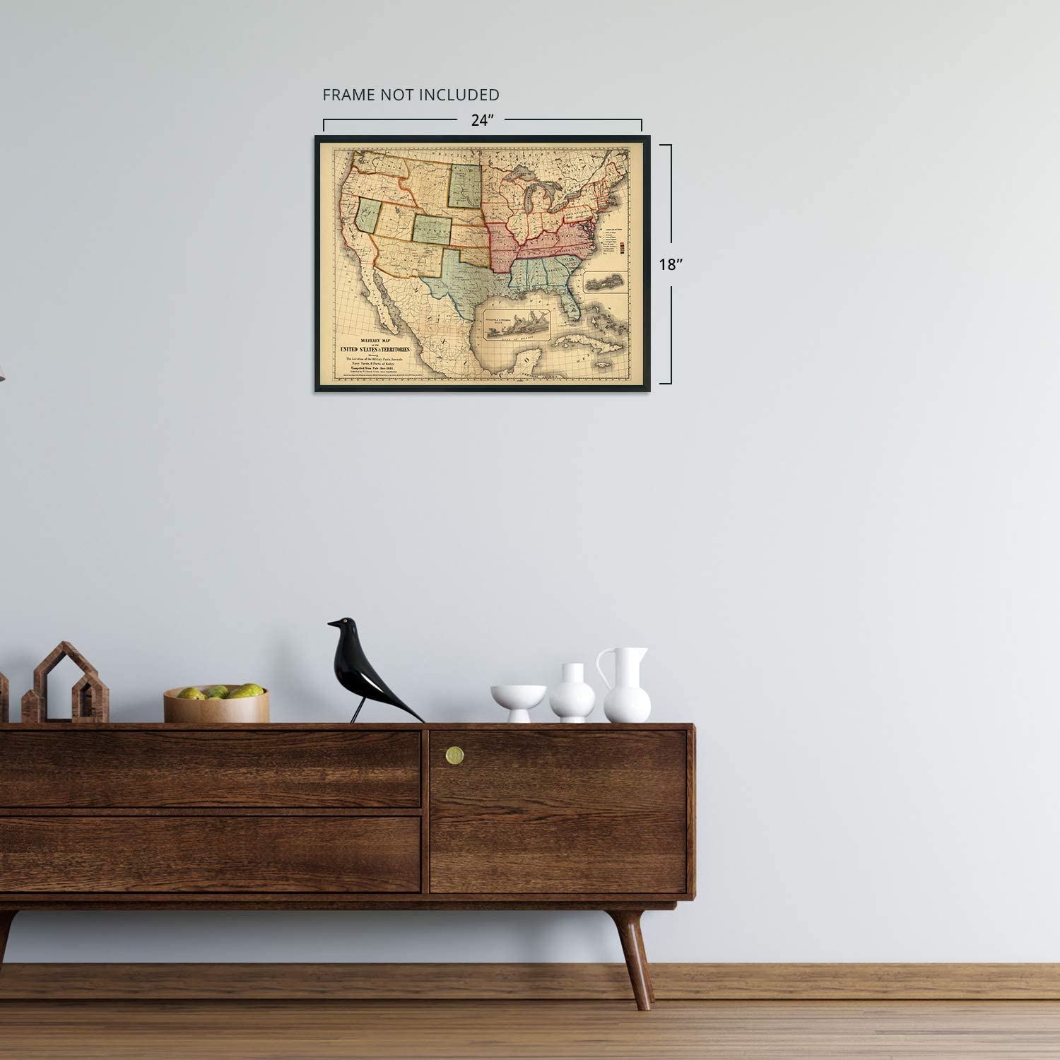 1861 American Civil War Map Vintage American Civil War Wall Art