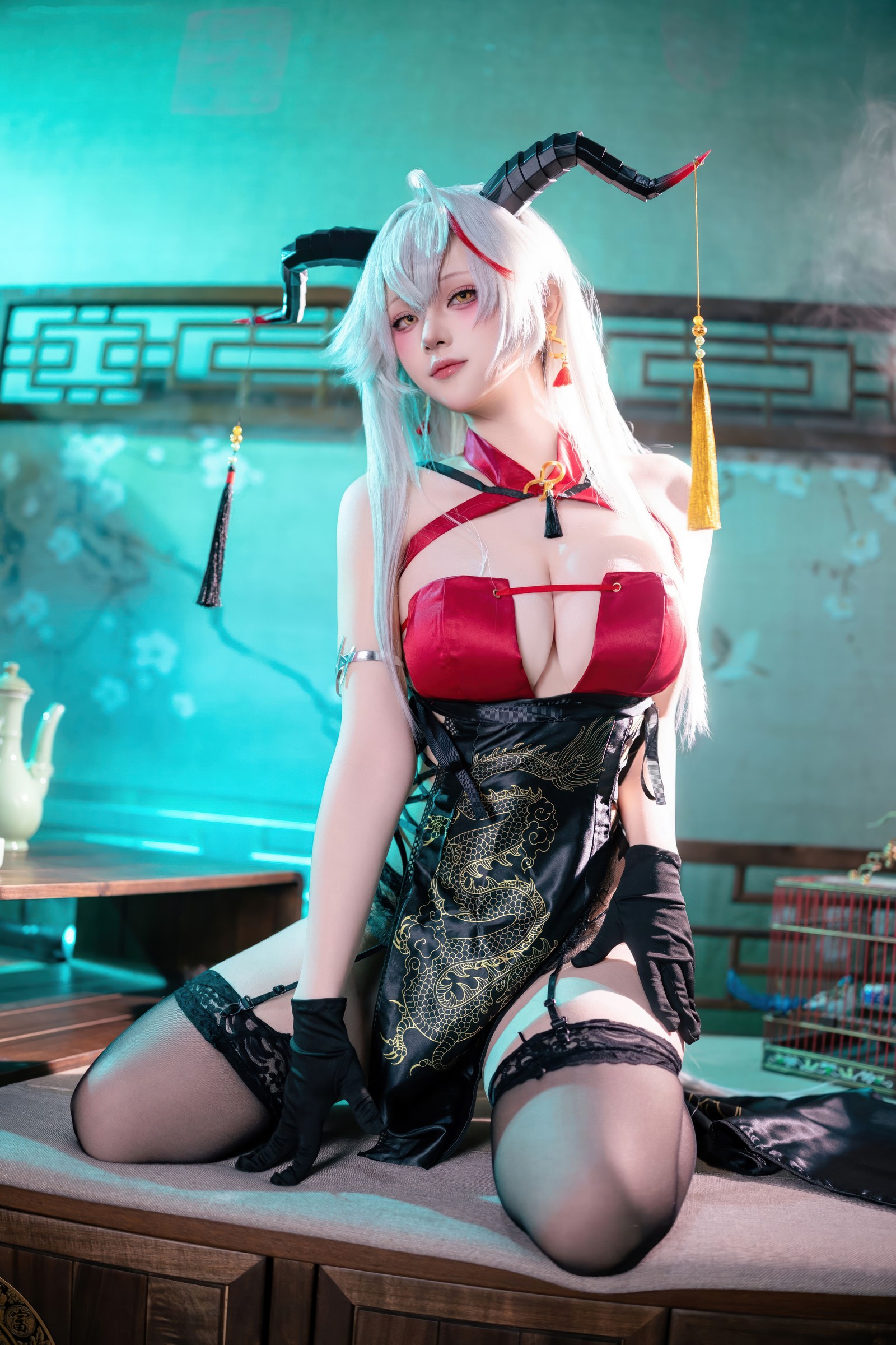 屿鱼 Yuyu 碧蓝航线 埃吉尔 旗袍 Cosplay 写真图集（50P｜990MB）插图3