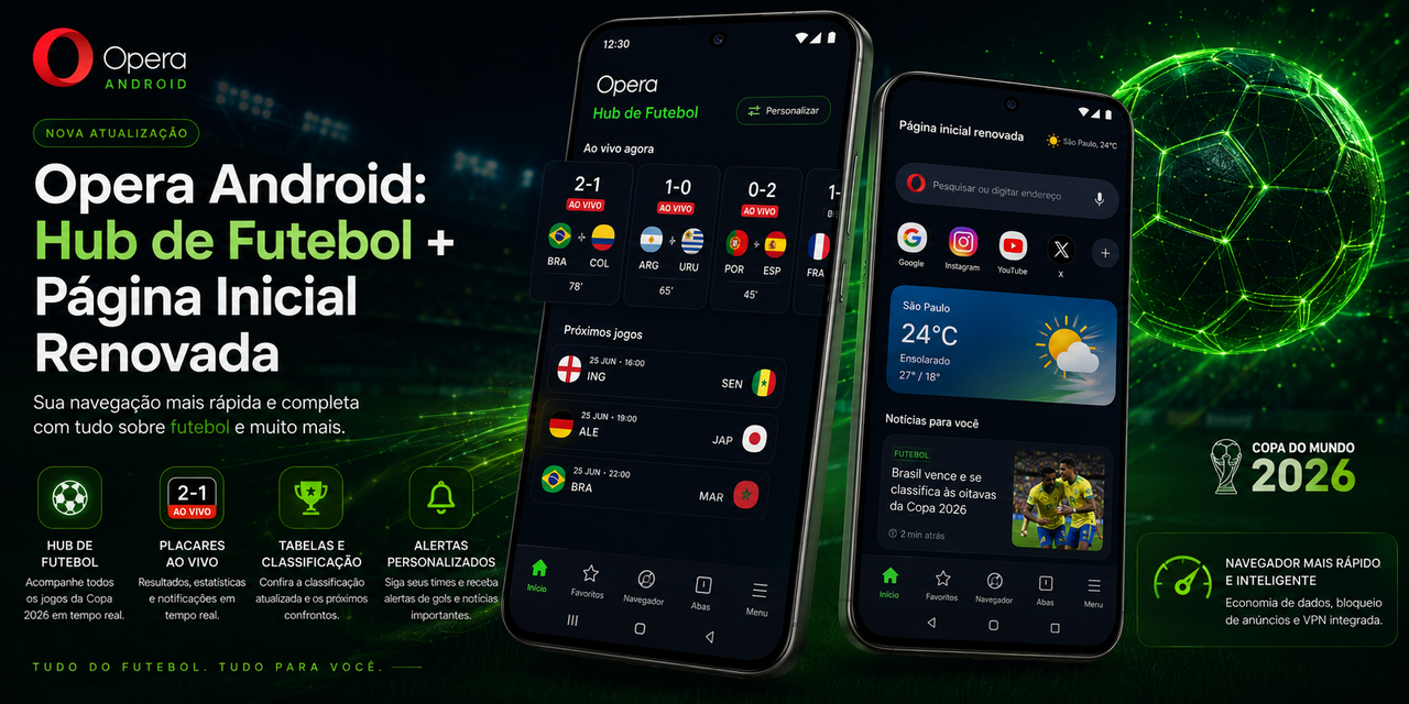 Opera Atualiza Android com Hub de Futebol e Página Inicial Renovada: Estratégia de Temporada