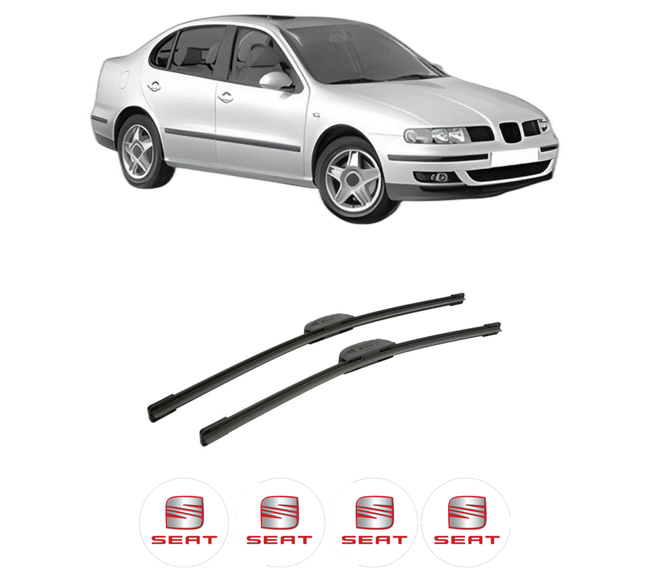 Set stergatoare auto SEAT TOLEDO II (1M2) din 1998-2006, pentru parbriz auto, 2 bucati, Bosch Aerotwin Retrofit, din cauciuc siliconat rezistent, 4 Stickere Auto SEAT