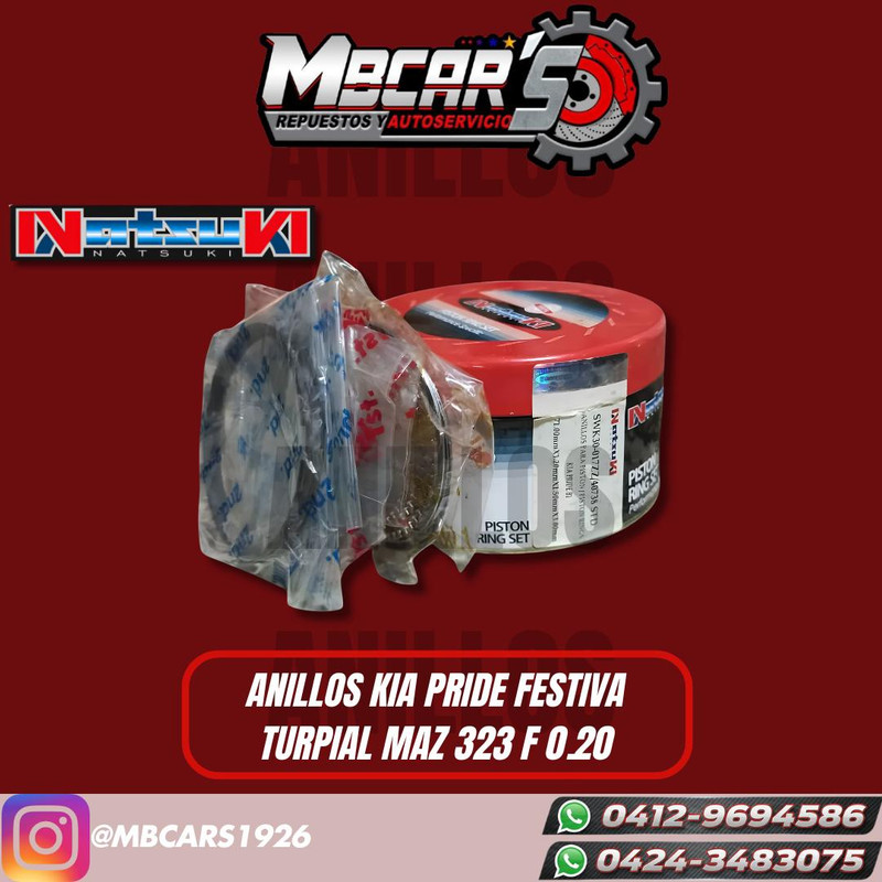 ANILLOS KIA PIRDE / FESTIVA / TURPIAL / MAZ 323 0.20