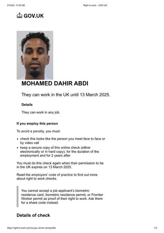 Right to work Exp 13 Mar 2025