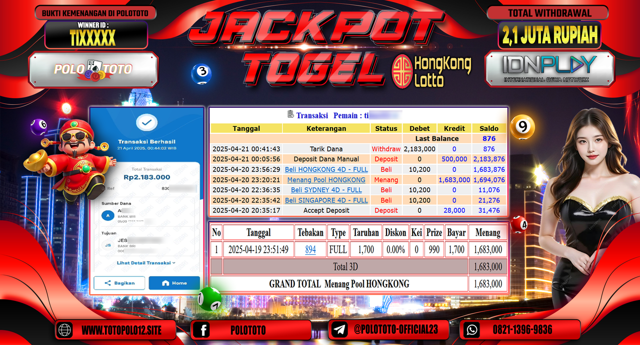 POLOTOTO JACKPOT TOGEL HONGKONG LOTTO Rp.2.183.000,-