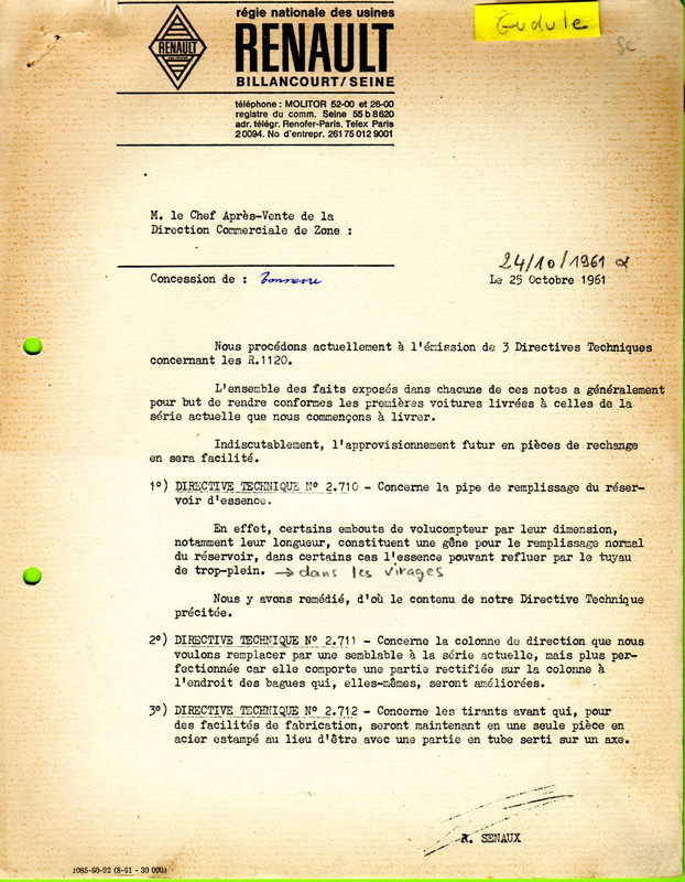 1961 10-25 - R4 - directive technique  (10) récapitulatif