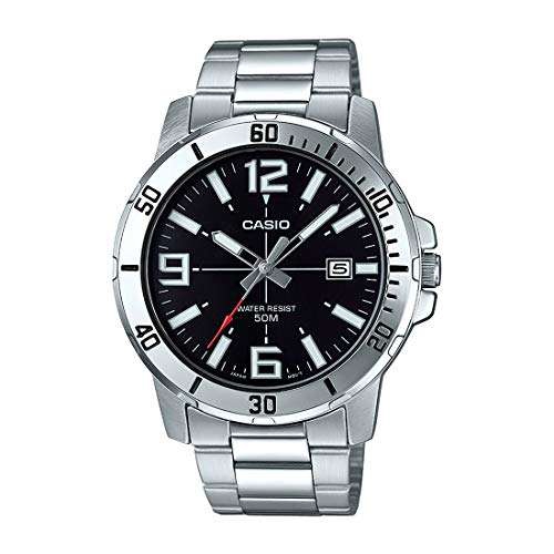 Amazon: Casio - MTP-VD01D-1BV Reloj deportivo analógico casual de acero inoxidable con esfera negra para hombre