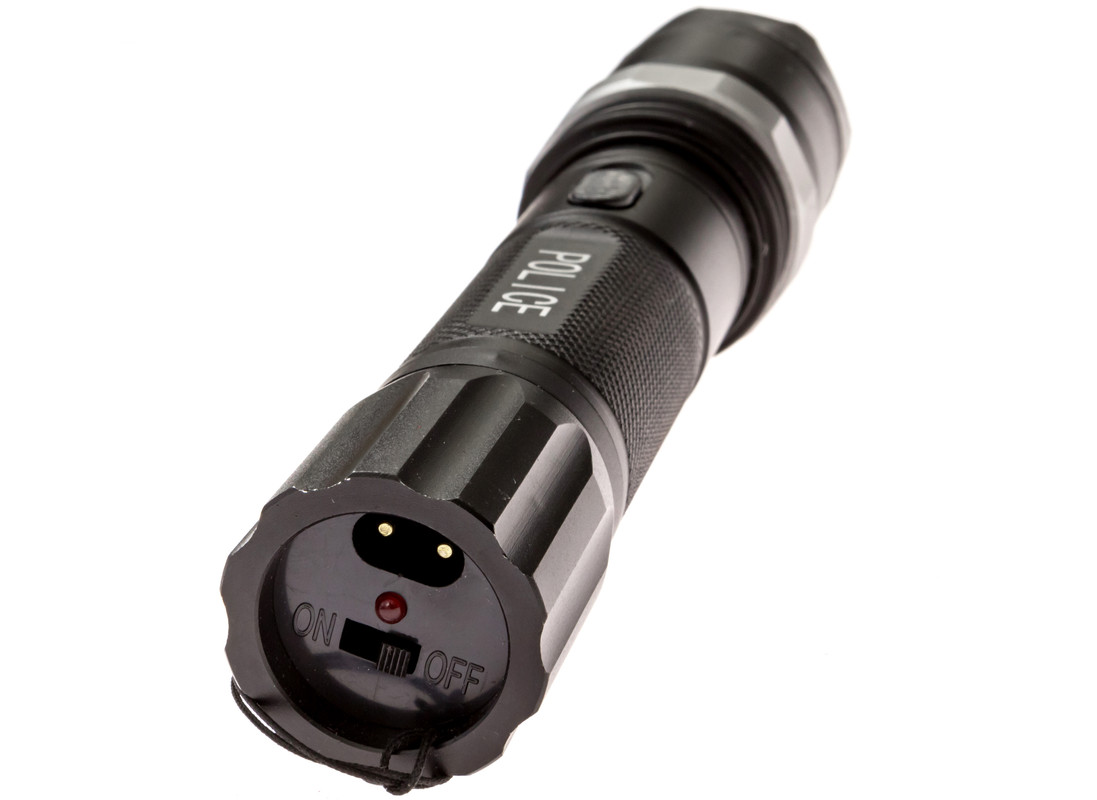 POLICE METAL T10 78 Billion Stun Gun Flashlight Rechargeable + Taser