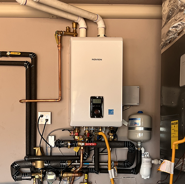Detailed view of top-quality tankless water heater installation Albuquerque