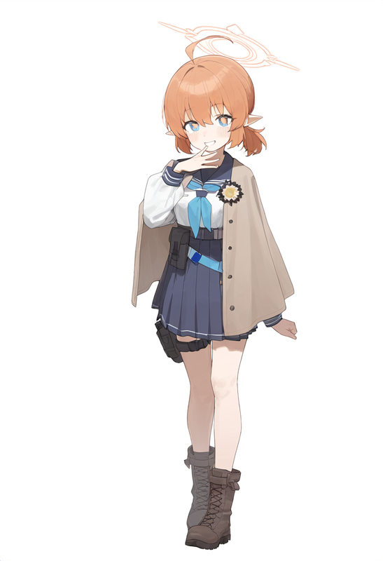 1girl, younger, blue archive, healthyman, orange hair, short hair, short ponytai s-1476897232