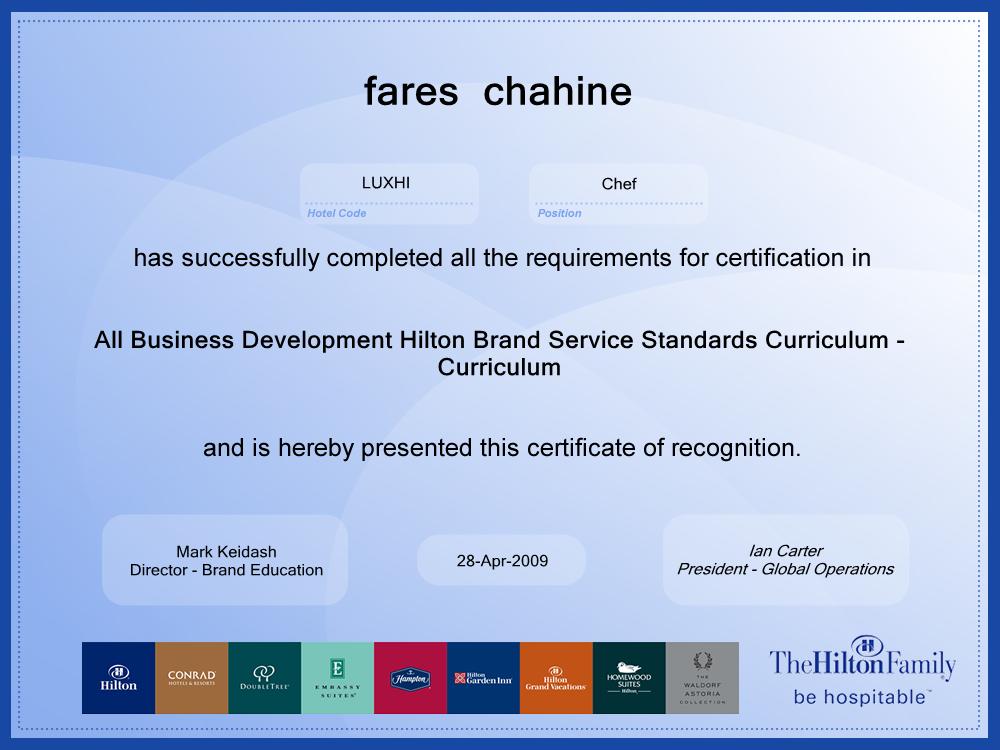 ALL Business Development Hilton Brand Services Standard Curricul