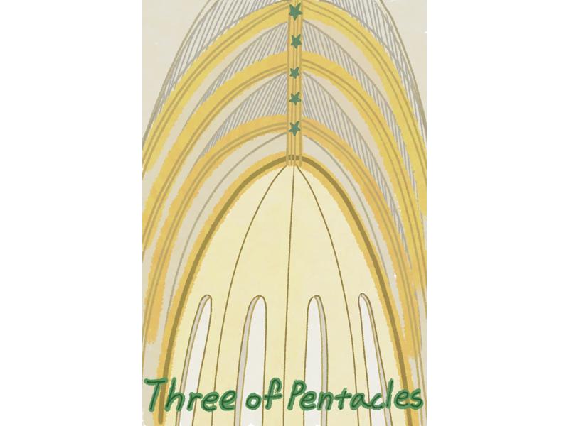 Three of Pentacles 타로카드 손그림 썸네일