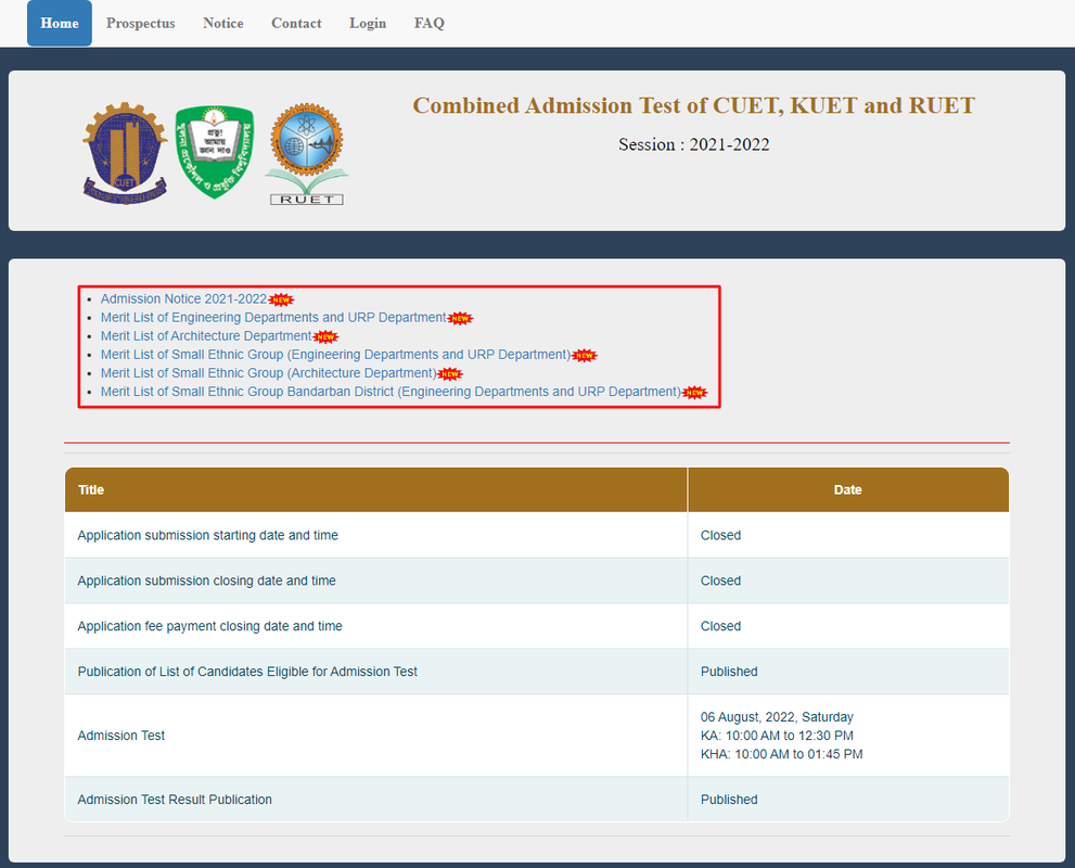 CUET Admission Result
