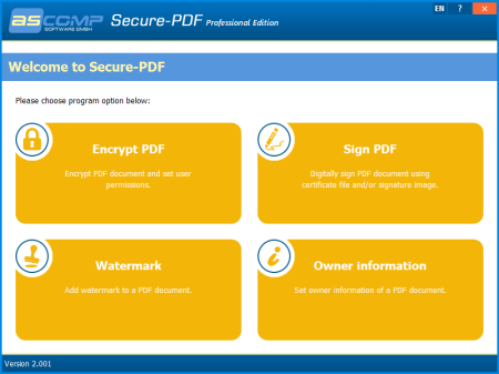 ASCOMP Secure-PDF 2.001 Pro Edition Multilingual