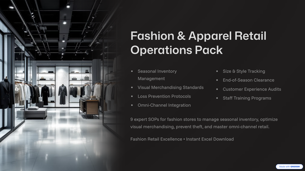 Fashion & Apparel Retail Operations Pack