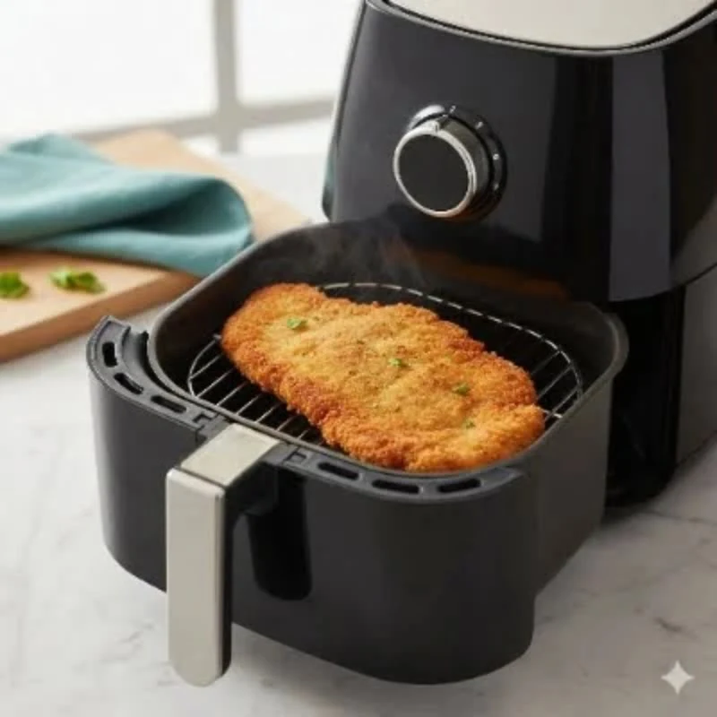 im Airfryer zubereiteten Schnitzel 