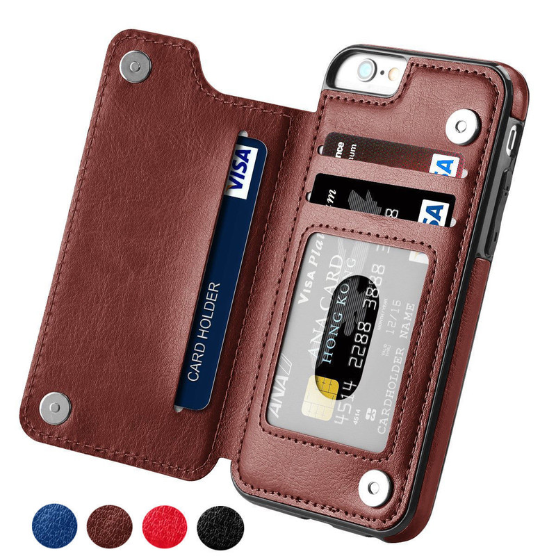 Personalized leather card holder case for iPhone 6 7 8 Plus SE 2020 X XR XS Max 11 12 Pro Max wallet back case Samsung S9 S10 S20 plus cover