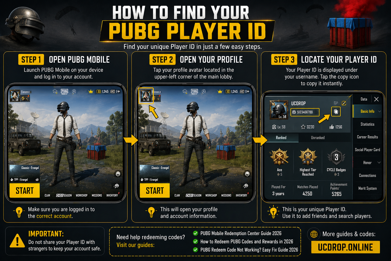 How to find PUBG Player ID inside PUBG Mobile profile