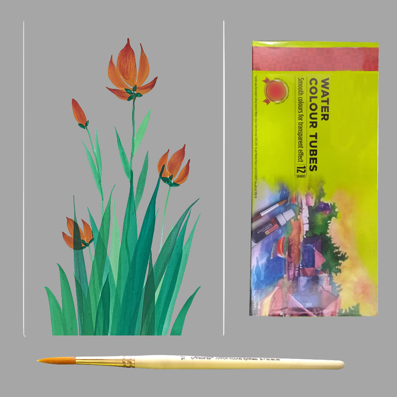 One Stroke Painting on Paper DIY Kit Multi Color Flowers