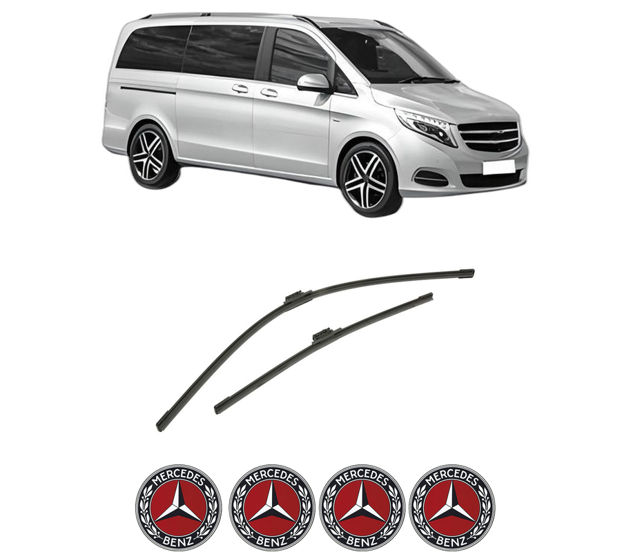Set stergatoare auto MERCEDES-BENZ VITO Mixto (Double Cabin) (W447) din 2014-2021, pentru parbriz auto, 2 bucati, Bosch Aerotwin, din cauciuc siliconat rezistent, 4 Stickere Auto MERCEDES-BENZ