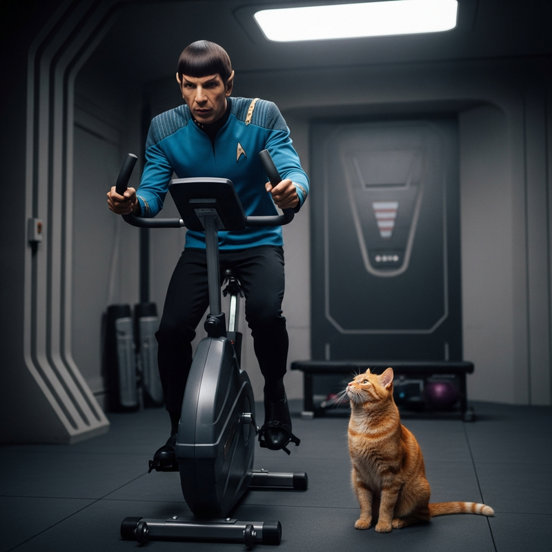 Spock on exercise with Marmalade