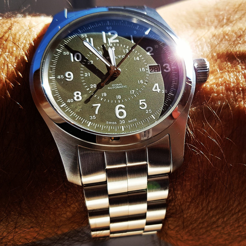 Hamilton Khaki Field Auto 42mm 100M Green Dial Cal. H10 Ref. H70605163 (2)