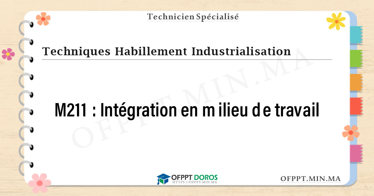 Sommaire détaillé du cours Intégration en milieu de travail M211 OFPPT - Structure du module