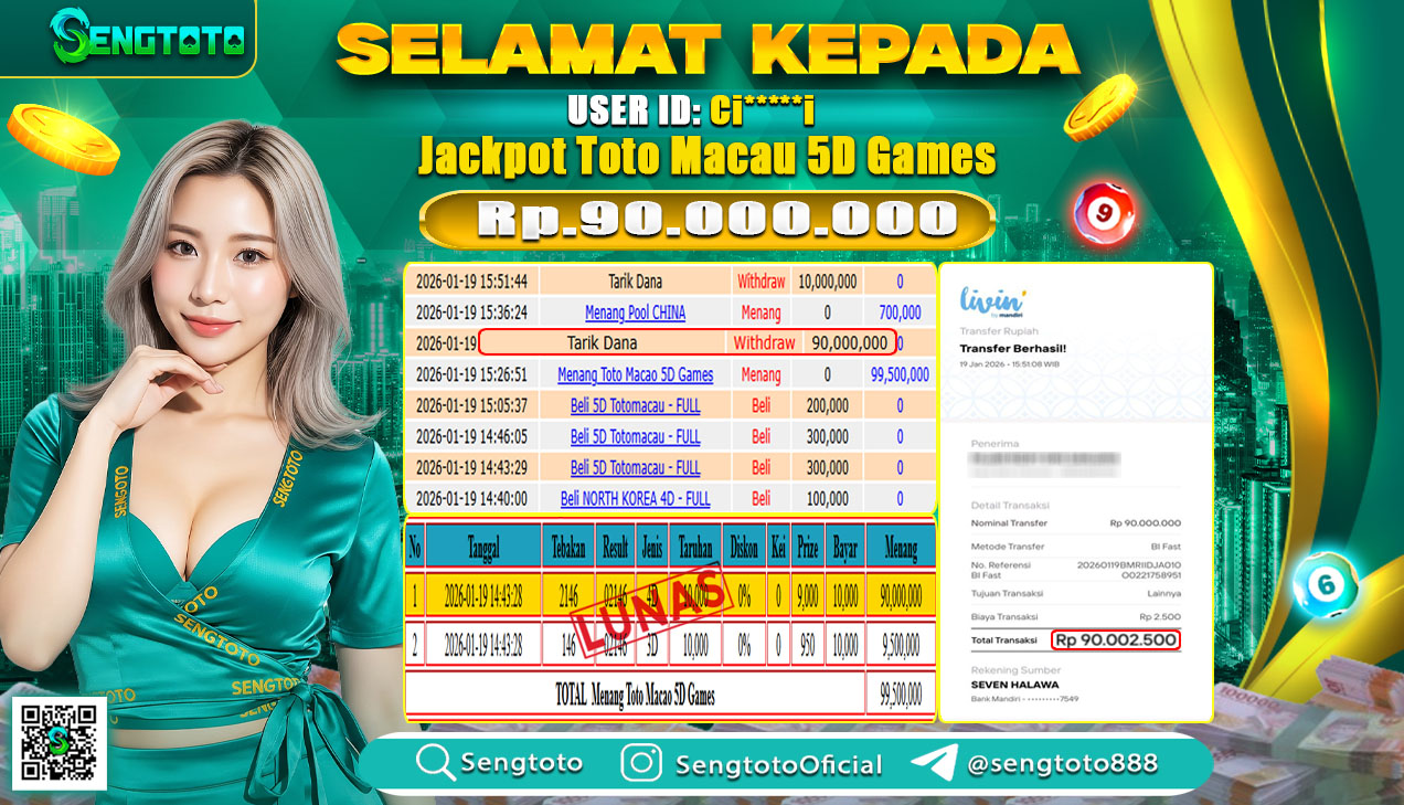 BUKTI PEMBAYARAN TOGEL TOTO MACAU 5D GAMES