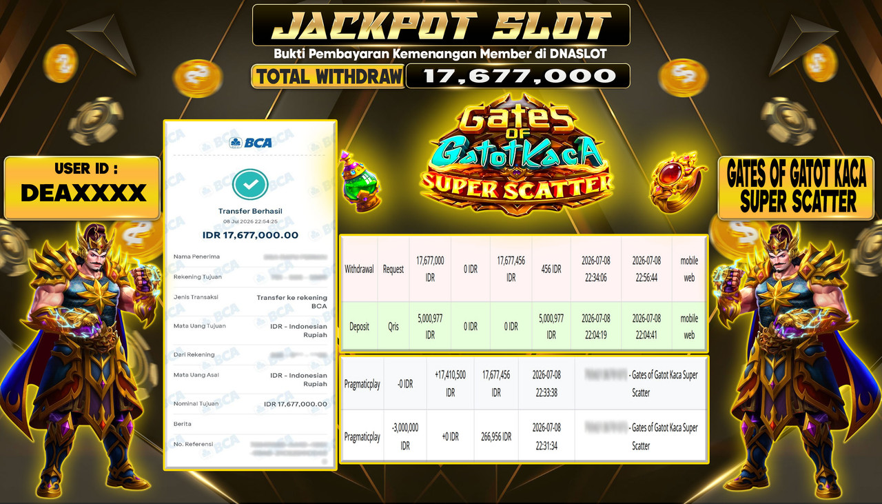 JACKPOT SLOT GATES OF GATOT KACA SUPER SCATTER  08 JULY 2026