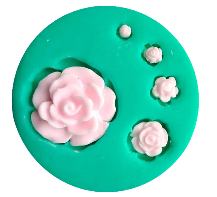 Molde en silicona Flores Mini Rosas para tortas fondant porcelana fría