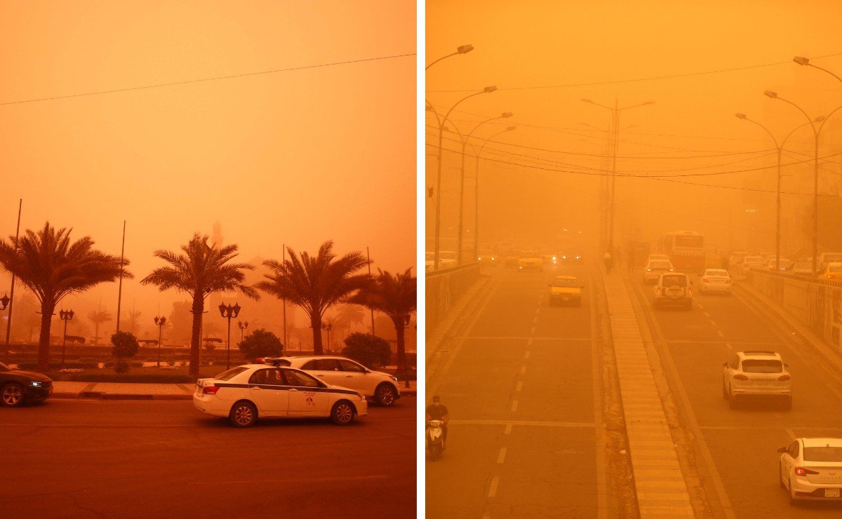 Cientos de personas hospitalizadas por espesa tormenta de arena cubre Irak