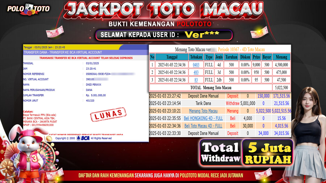 POLOTOTO JACKPOT TOGEL TOTO MACAU Rp.5,001.000,-