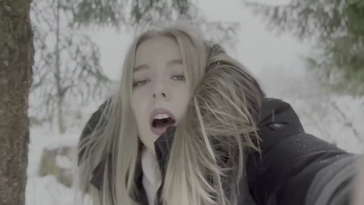 german teen gives a blowjob and gets fucked in the winter forest