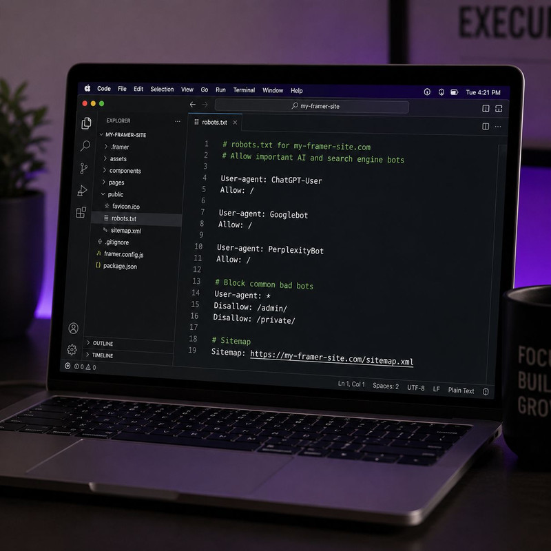 Framer robots.txt configuration for ChatGPT Google Perplexity AI bots 2026