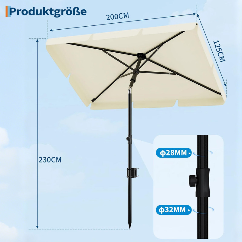 Robuster Sonnenschirm für Balkon