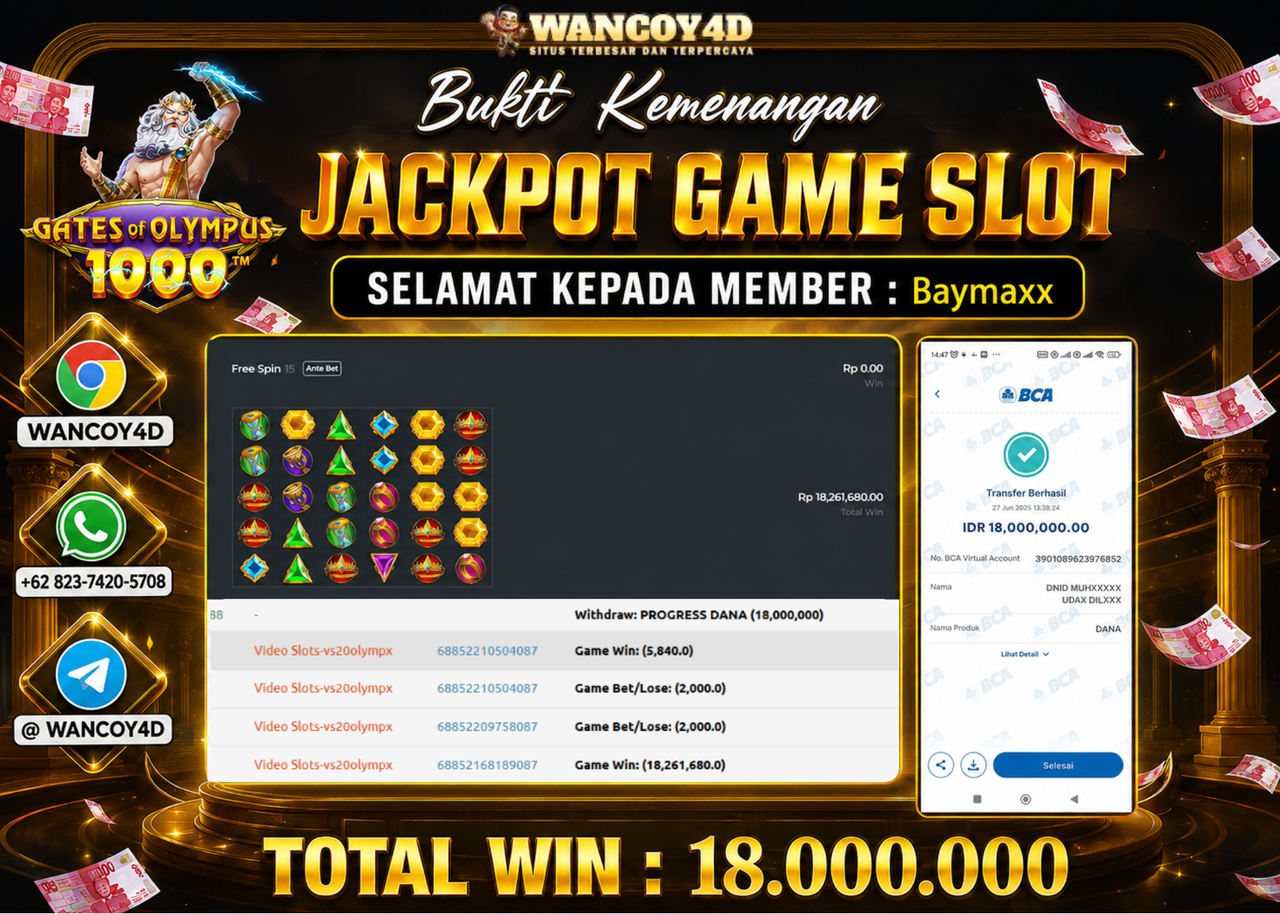 GATE OF OLIMPUS 1000 PRAMATIGPLAY RP.18.000.000 -LUNAS