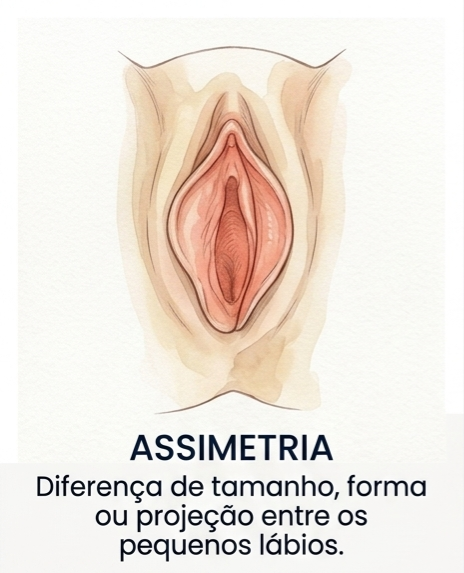 Ilustração de Assimetria nos pequenos lábios