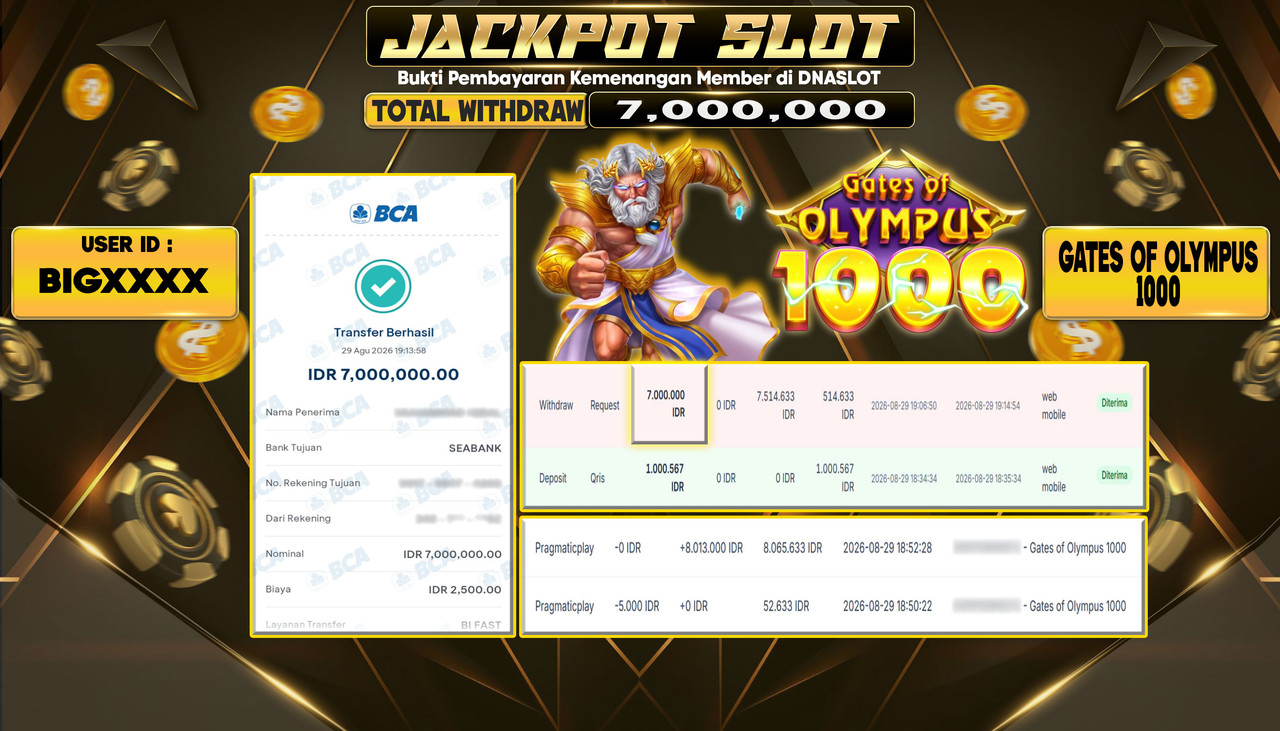 JACKPOT SLOT GATES OF OLYMPUS 1OOO  29 AGUSTUS 2026