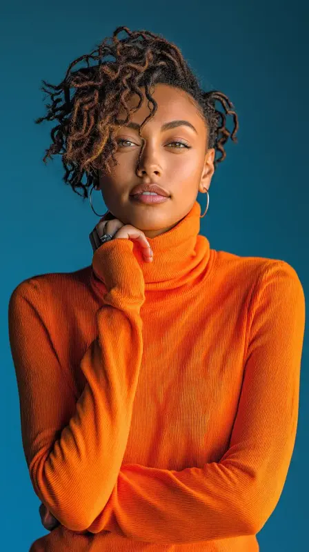 Fiery Elegance: Curl Confidence - black women side part