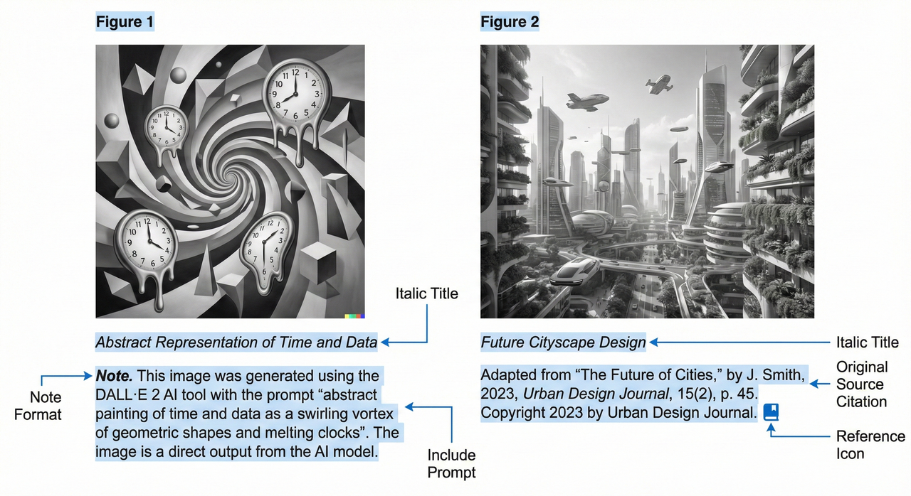 Visual comparison of APA figure layouts for AI images