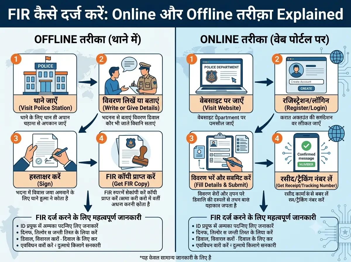 FIR कैसे दर्ज करें? Online और Offline तरीका Explained